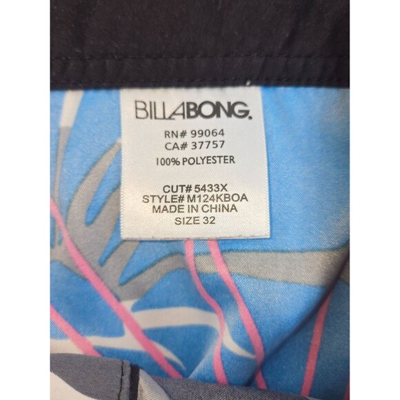 Billabong Mens Floral Board Shorts Size 32 Blue/Gray/Black 100% Polyester - Picture 3 of 8